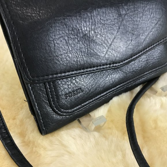 Fossil black leather crossbody wallet - Picture 2 of 5
